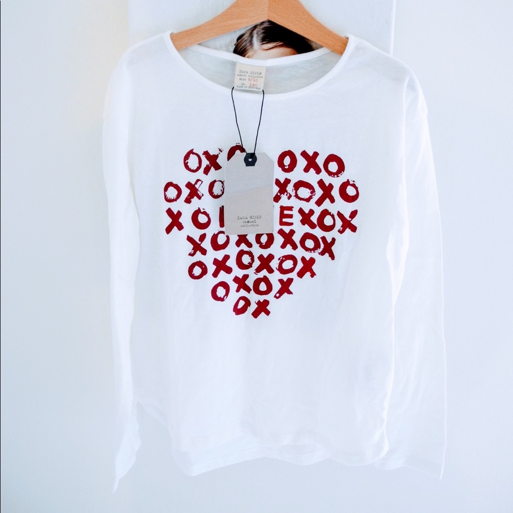 ❤️4/$20 NWT Zara Girls XO Graphic Long Sleeve t